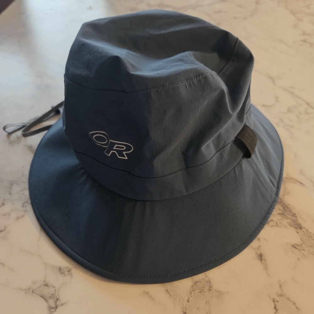Outdoor Research Blue GORE-TEX XL Adjustable Sun Hat Neck Chin Strap Wide Brim - Picture 4 of 7
